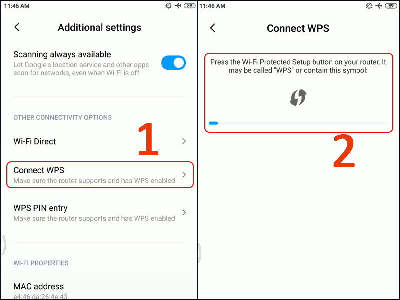 Kết nối WiFi WPS